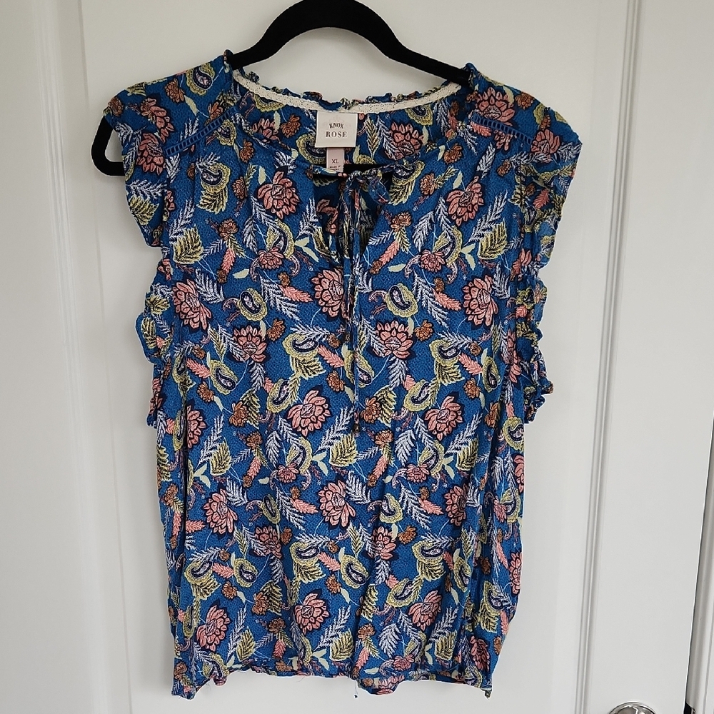 Knox Rose Blue Floral Women's Top
